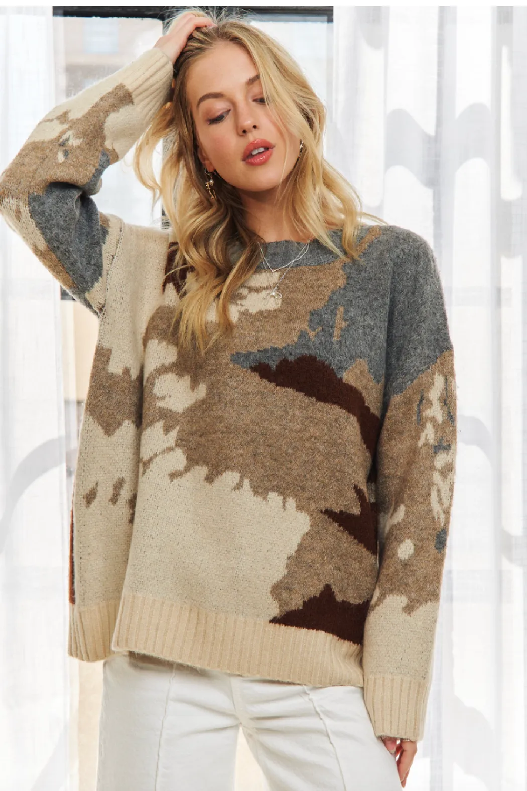 Abstract Camo Cozy Sweater