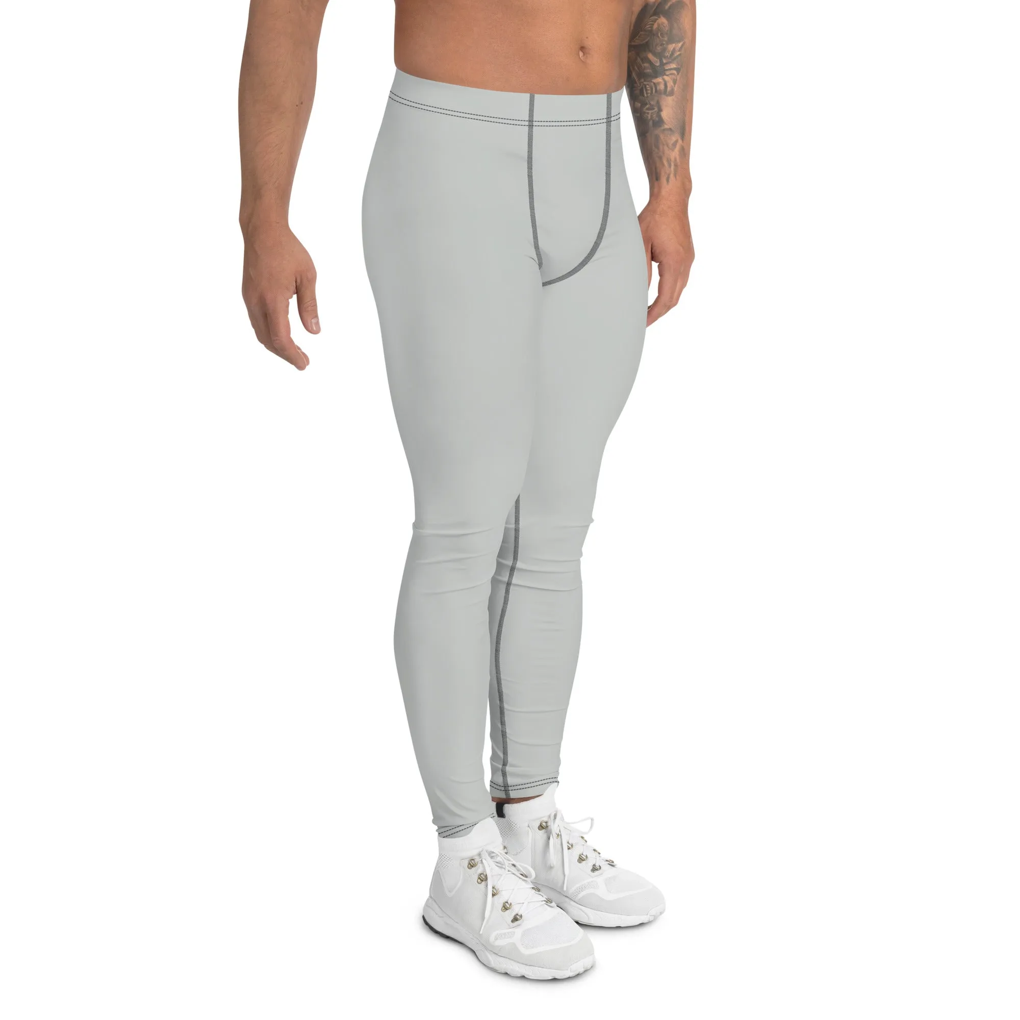 Active Chic: Men's Solid Color Workout Leggings - Smoke