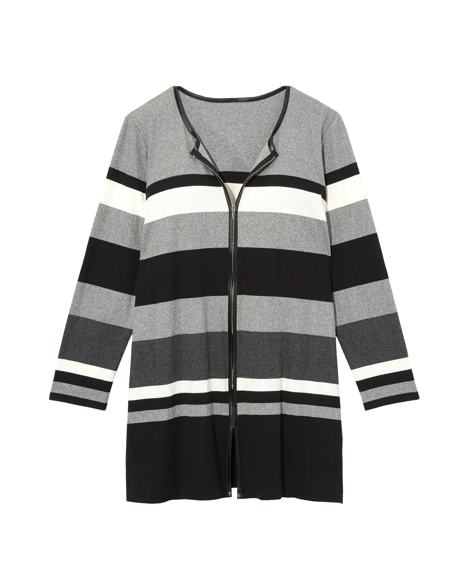 Angelica Striped Duster Cardigan | Black / Light Grey