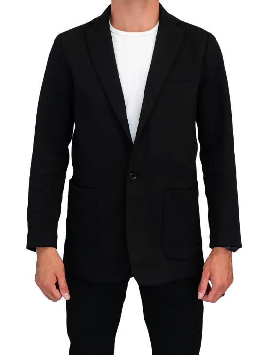 Black Casual Knit Blazer