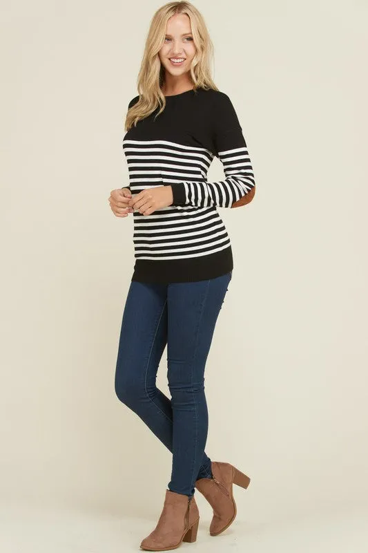 Black Elbow Patch Sweater