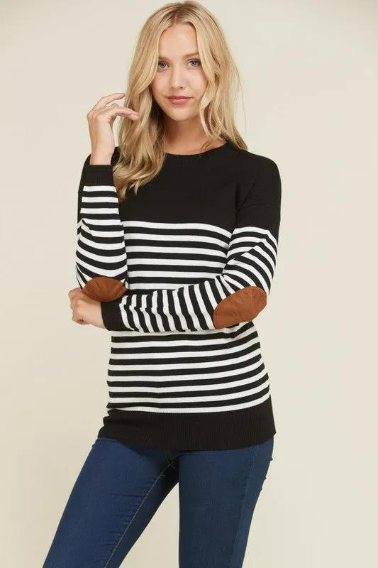 Black Elbow Patch Sweater