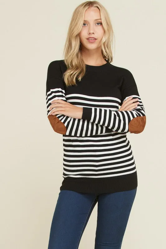 Black Elbow Patch Sweater