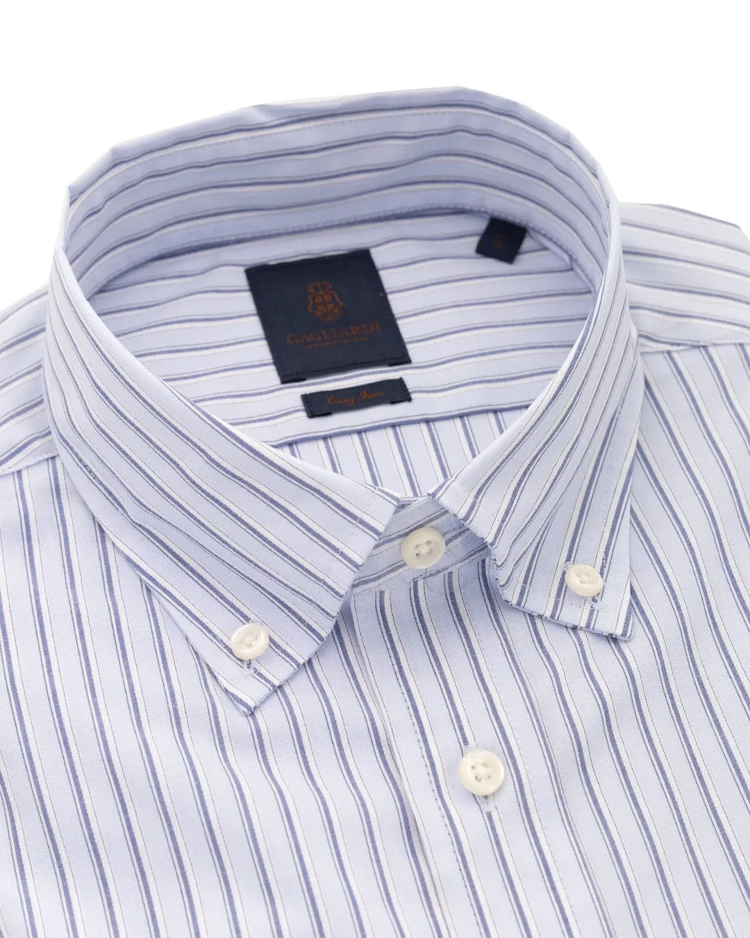 Blue End-on-End Stripe Button-down Easy-iron Shirt