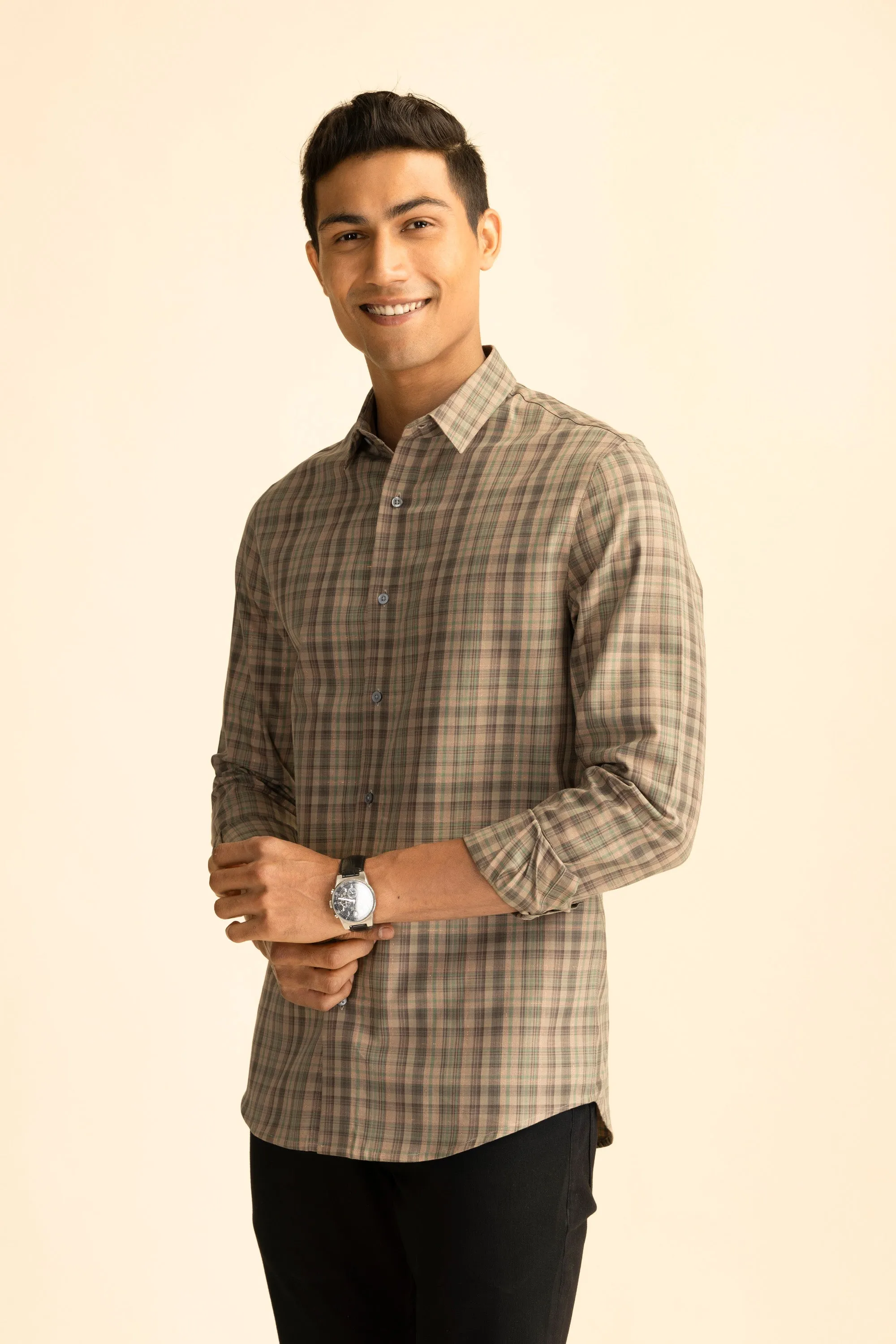 Brown Check Shirt