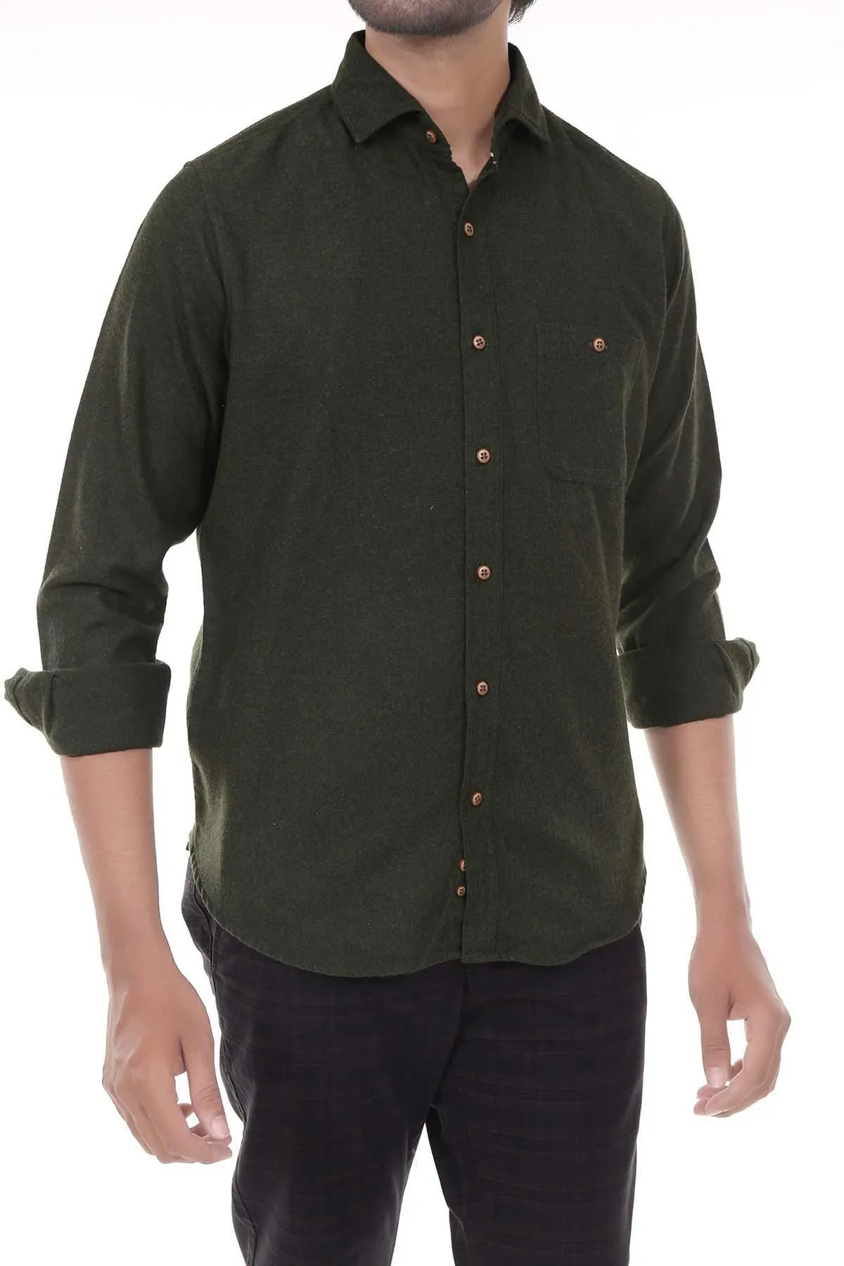 Brushed Cotton Shirt Green