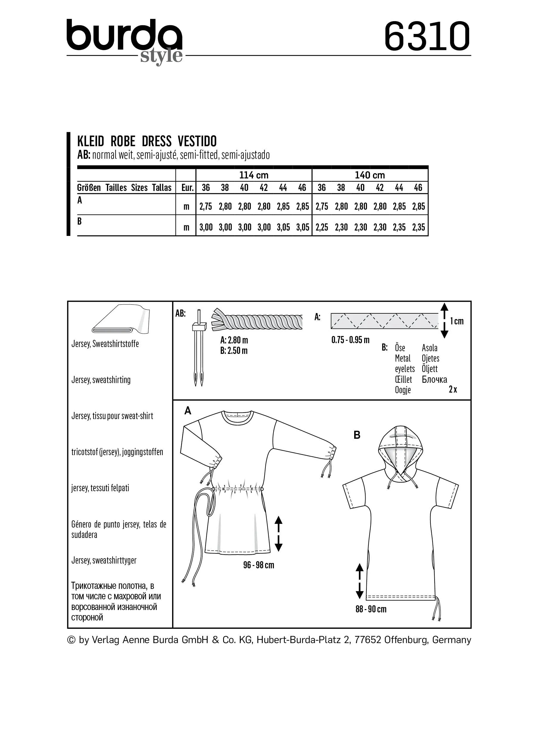 Burda Pattern 6310 Misses' shirt dress