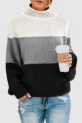 Casual & Stylish Patchwork Contrast Turtleneck Sweaters(7 Colors)