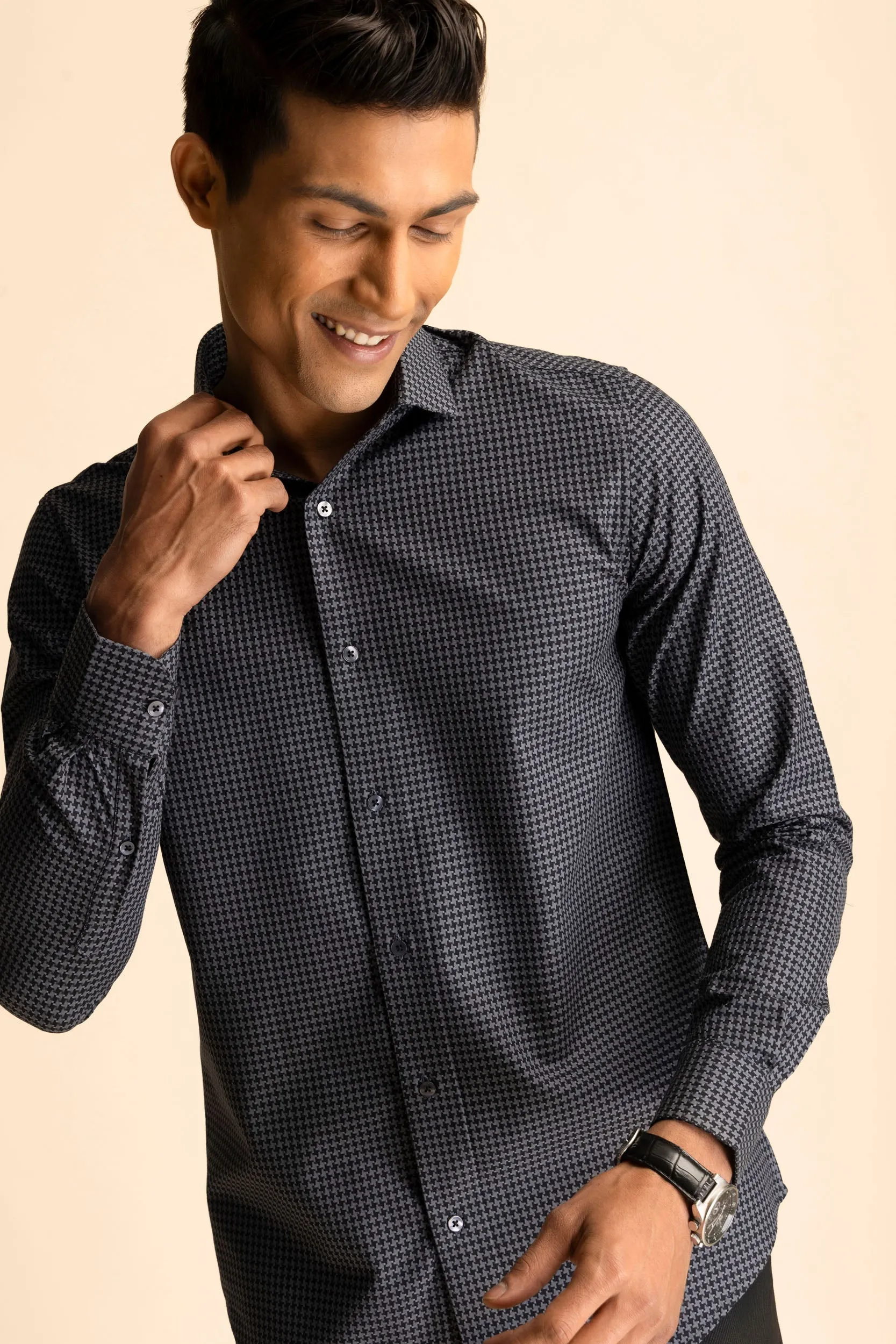 Charcoal Houndstooth Shirt EOSS