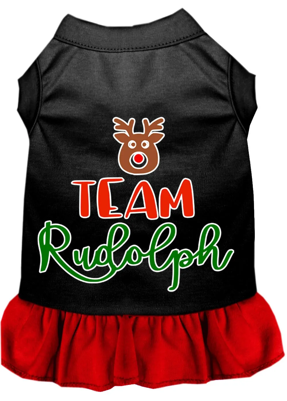 Christmas Pet Dog & Cat Dress Screen Printed, "Team Rudolph"