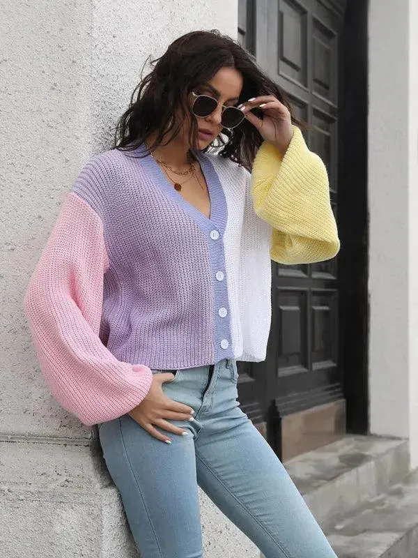 Color Block Cardigan Cardigan Sweater