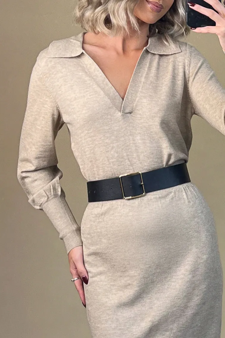 Comfy Beige Knit Dress