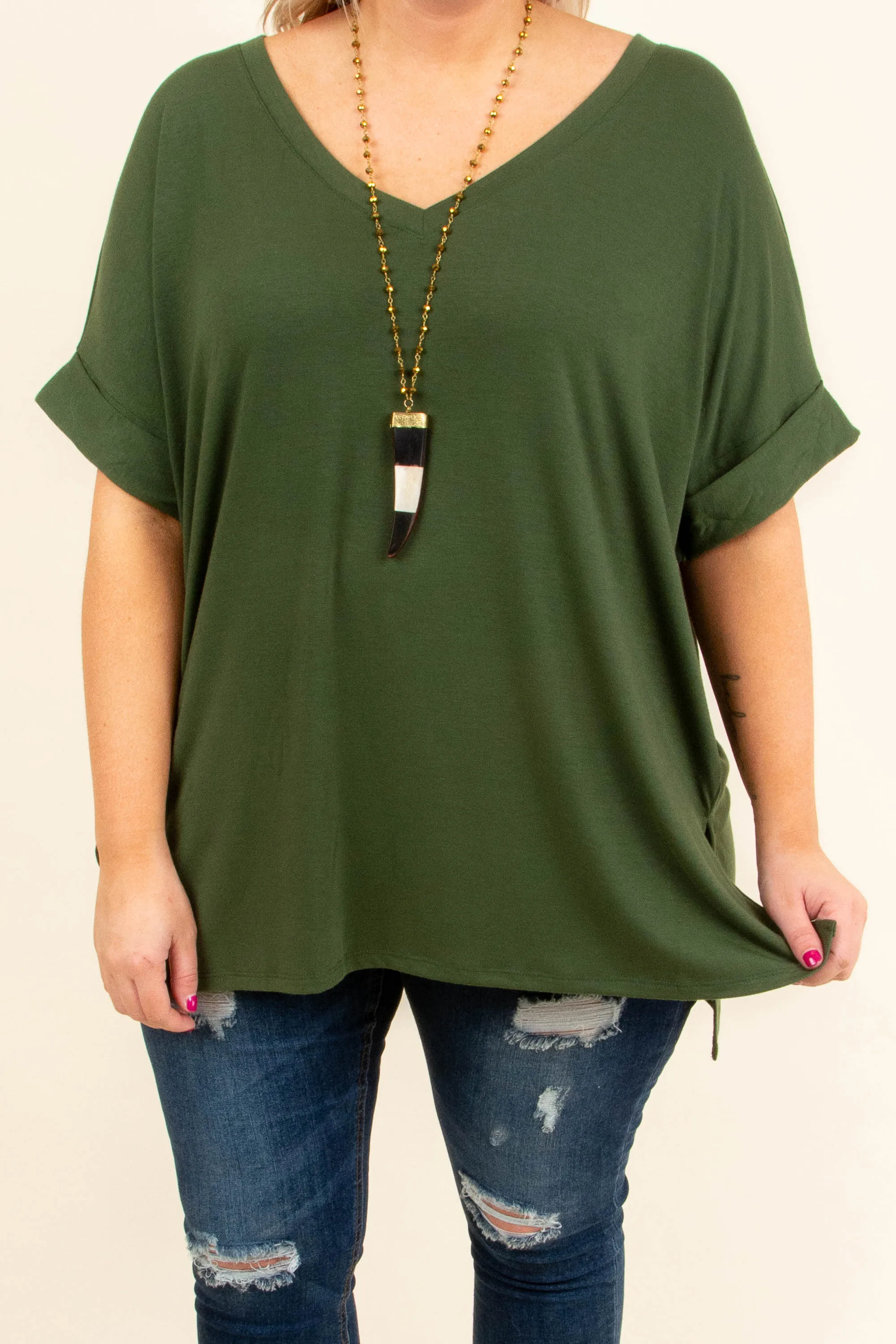 Comfy Travels Top, Army Green