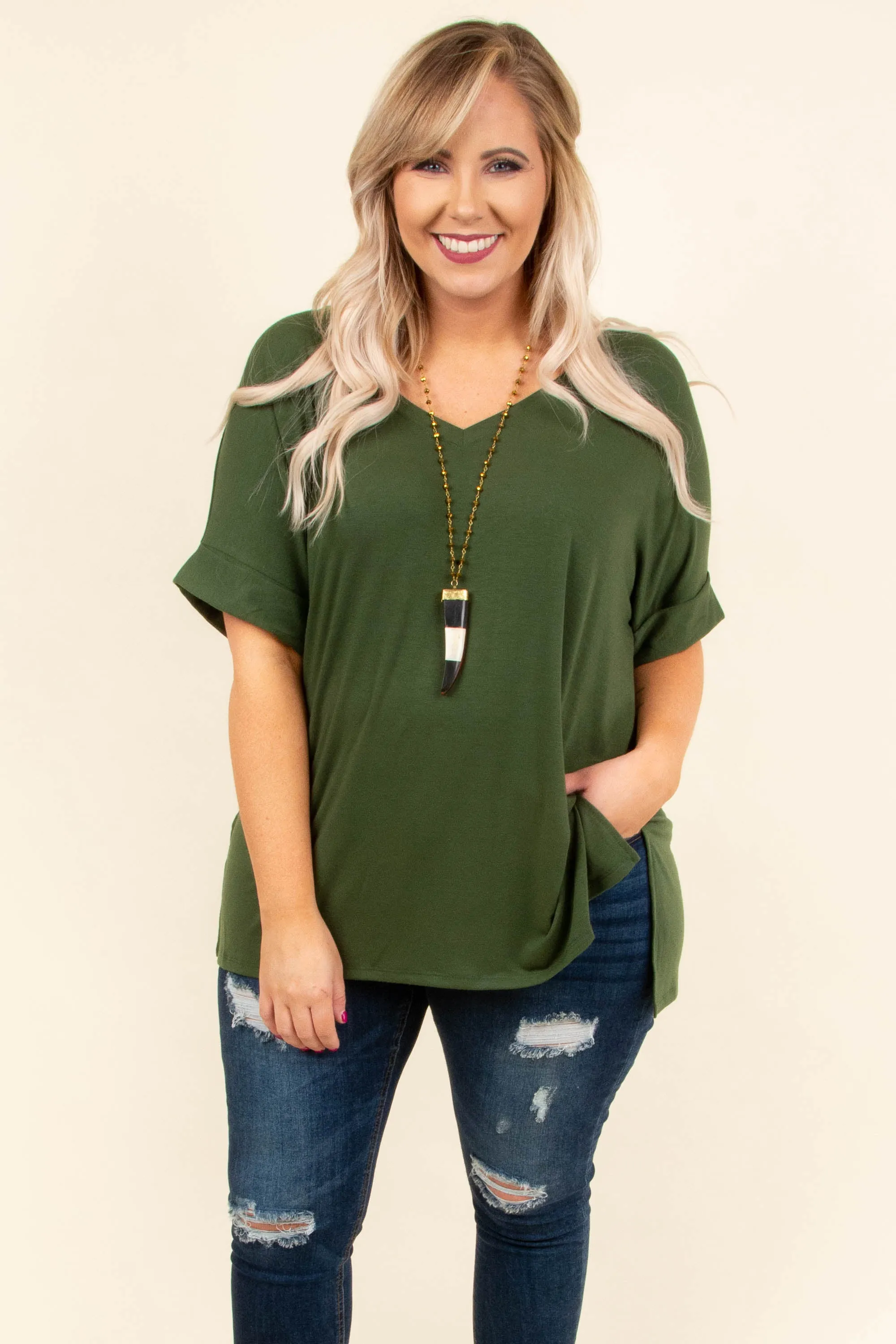 Comfy Travels Top, Army Green