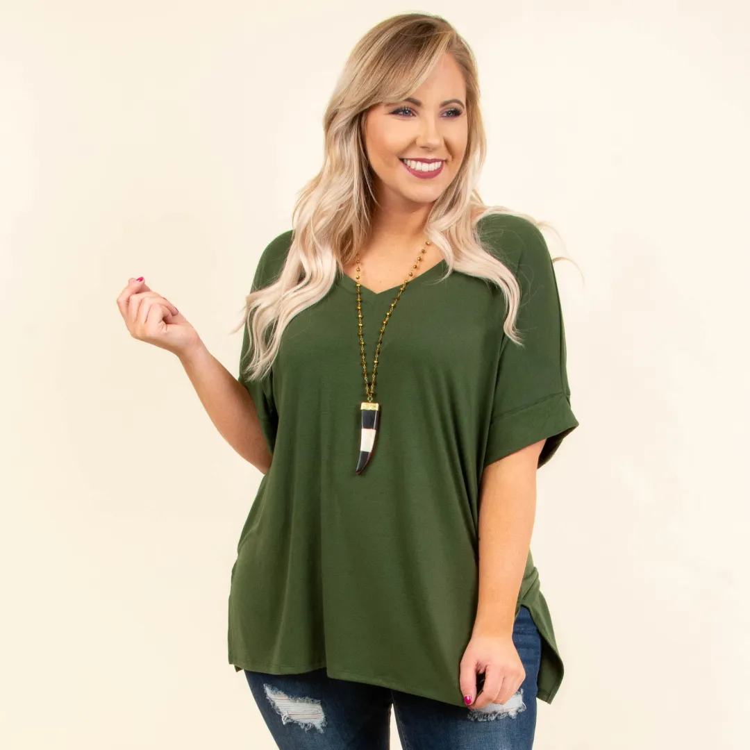 Comfy Travels Top, Army Green