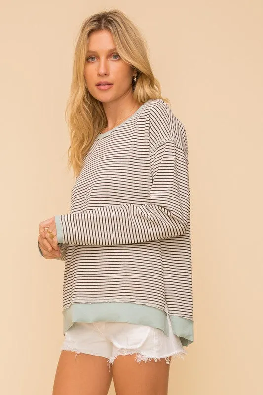 Contrast Stripe Pullover