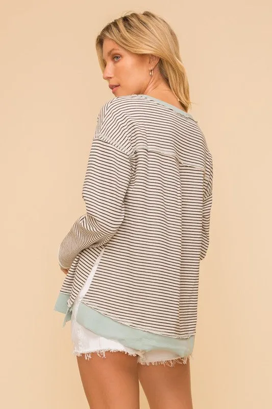 Contrast Stripe Pullover