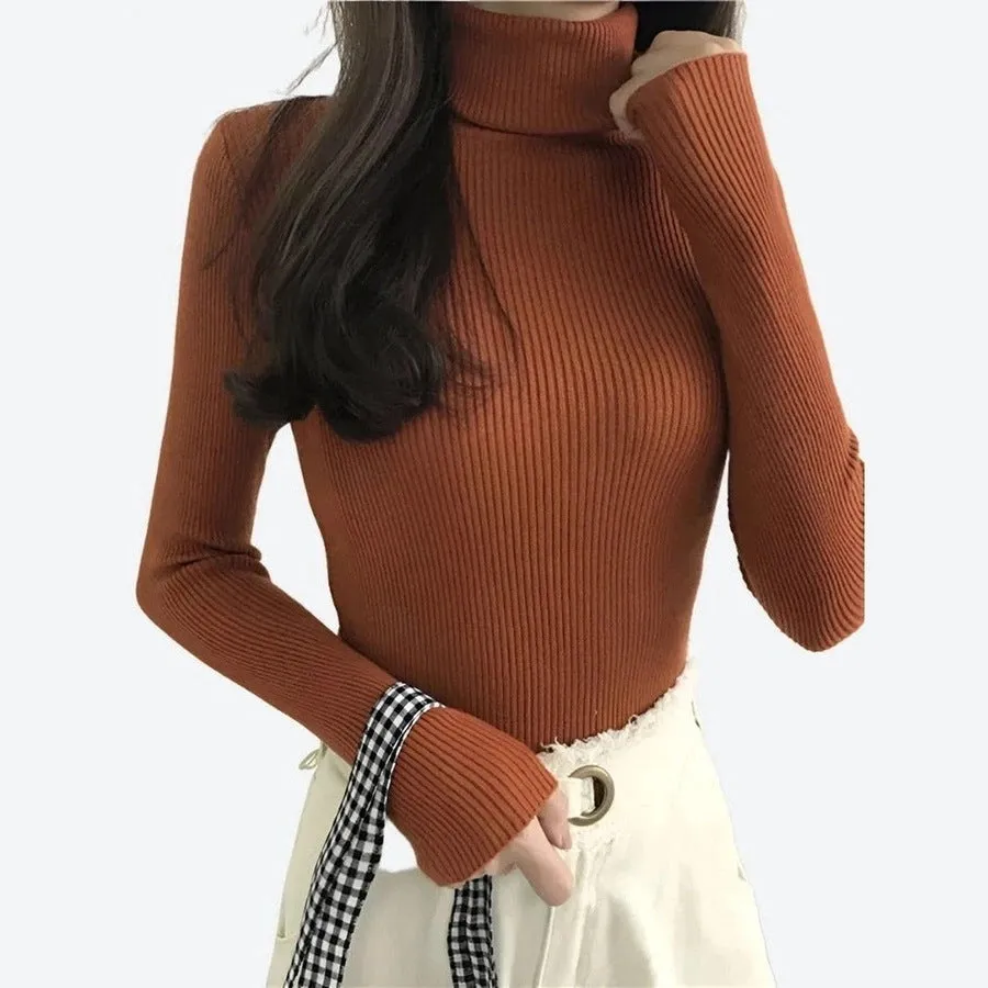 Cozy Ribbed Turtleneck Sweater Tops