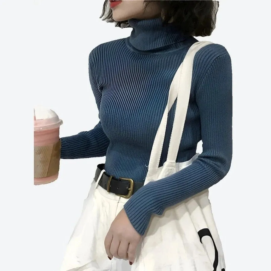 Cozy Ribbed Turtleneck Sweater Tops