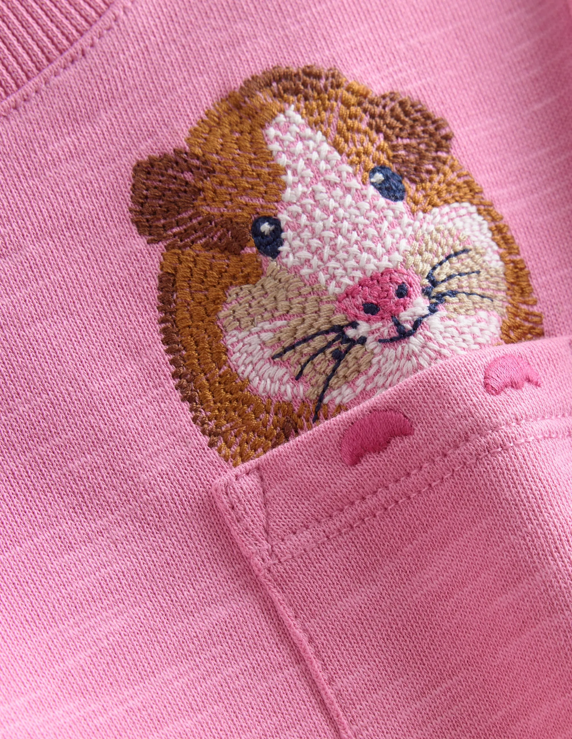 Embroidered Sweat Dress-Cosmos Pink Guinea Pig