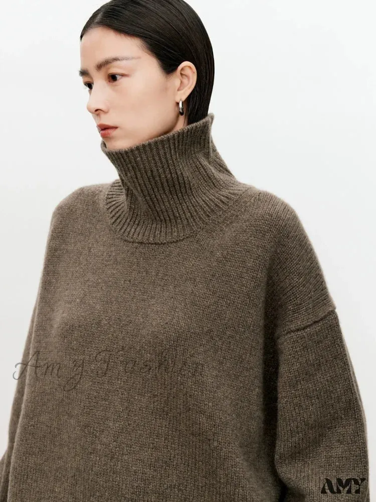 Female Loose Thick Languid Lazy Wind Pullover Knitting Base Wool Stylish Cozy Casual Sweater