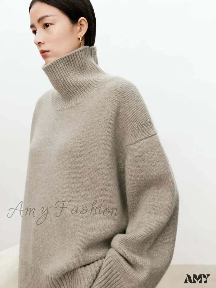 Female Loose Thick Languid Lazy Wind Pullover Knitting Base Wool Stylish Cozy Casual Sweater