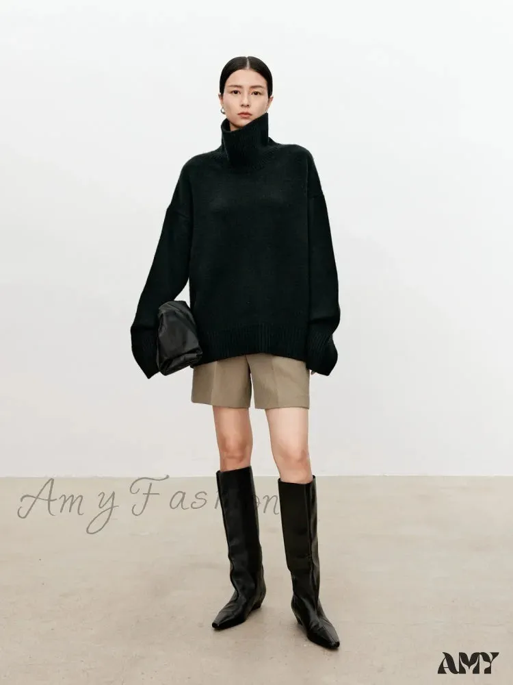 Female Loose Thick Languid Lazy Wind Pullover Knitting Base Wool Stylish Cozy Casual Sweater