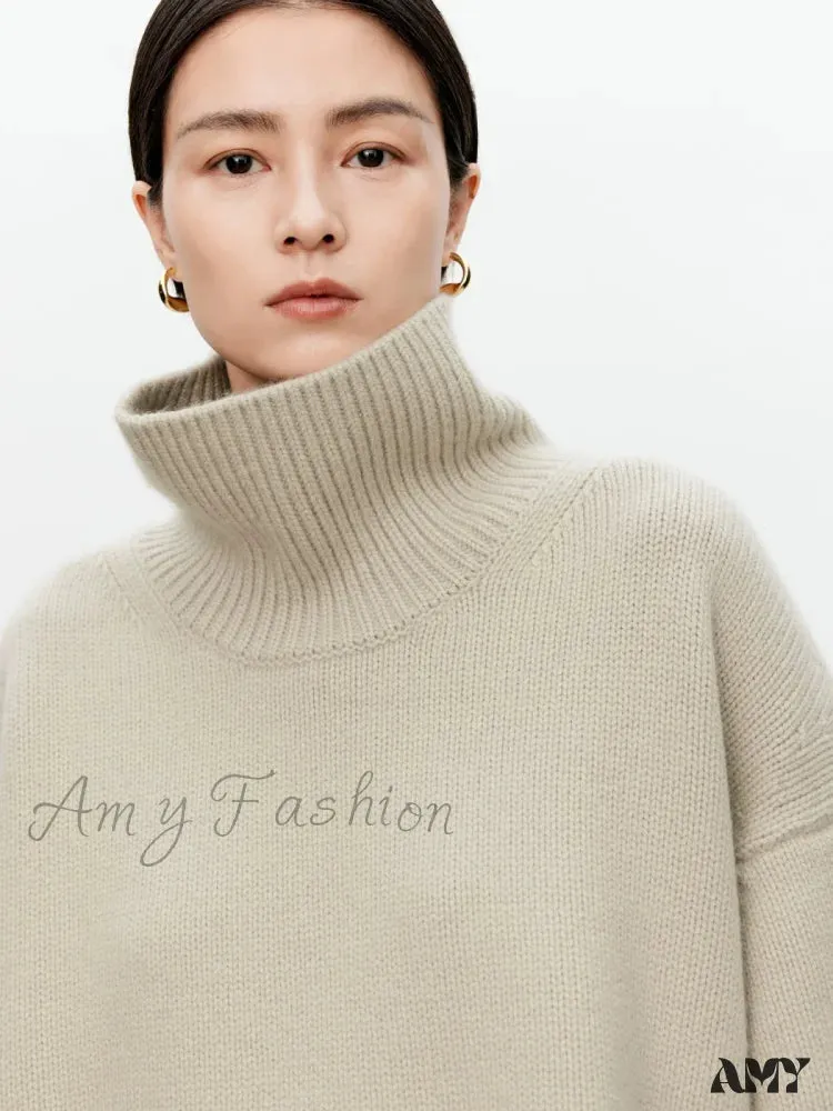 Female Loose Thick Languid Lazy Wind Pullover Knitting Base Wool Stylish Cozy Casual Sweater