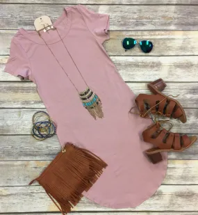 Fun in the Sun Tunic Dress: Dusty Rose