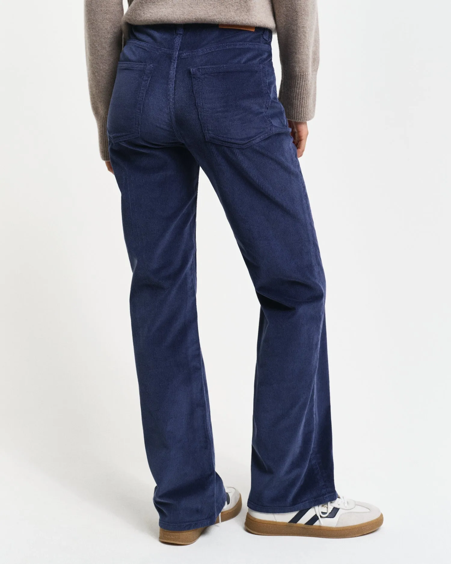 Gant Women Blue Solid Mid-Rise Bootcut Fit Corduroy Trouser