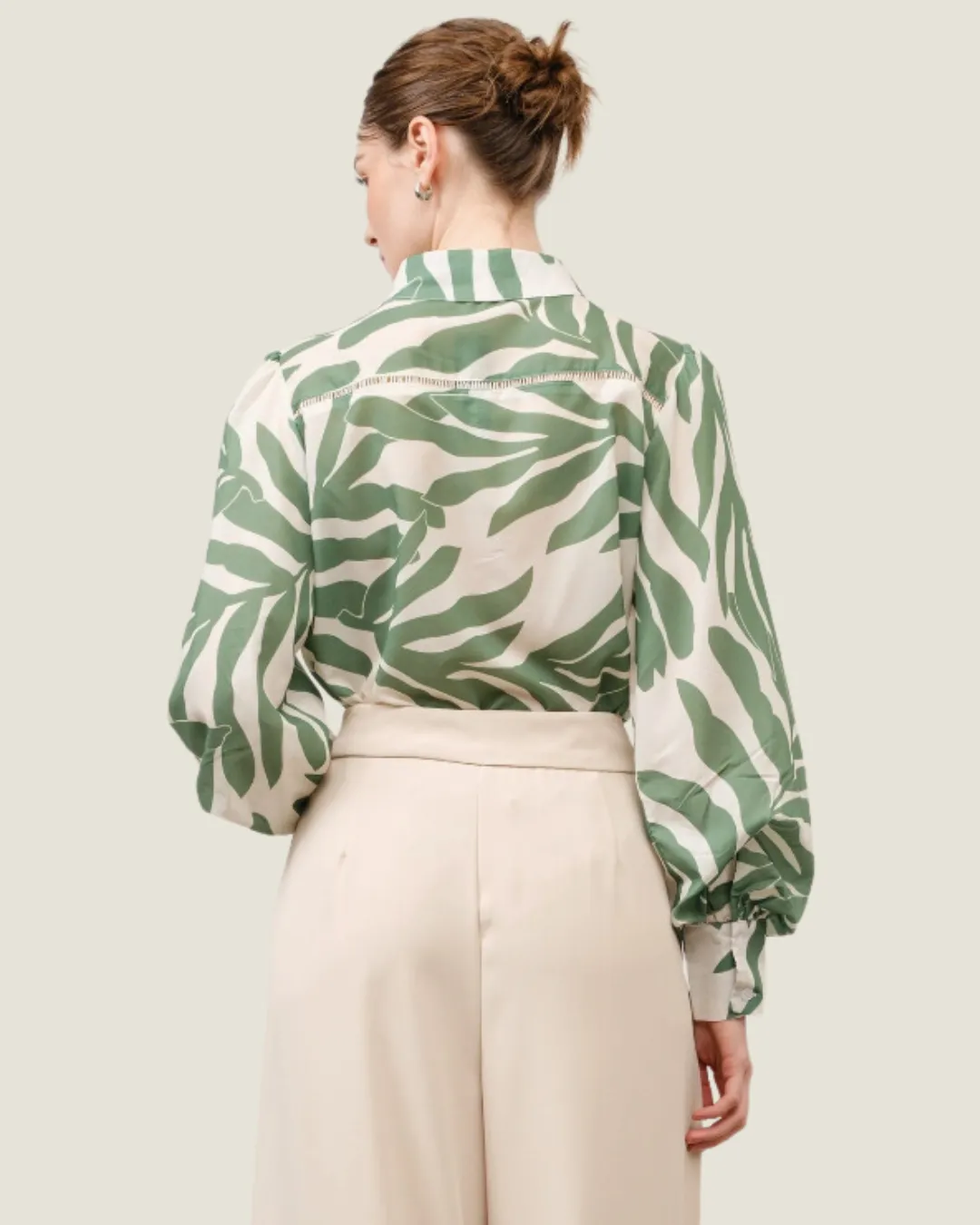 Green & Ivory Blouse Top