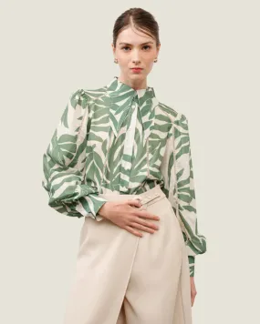 Green & Ivory Blouse Top