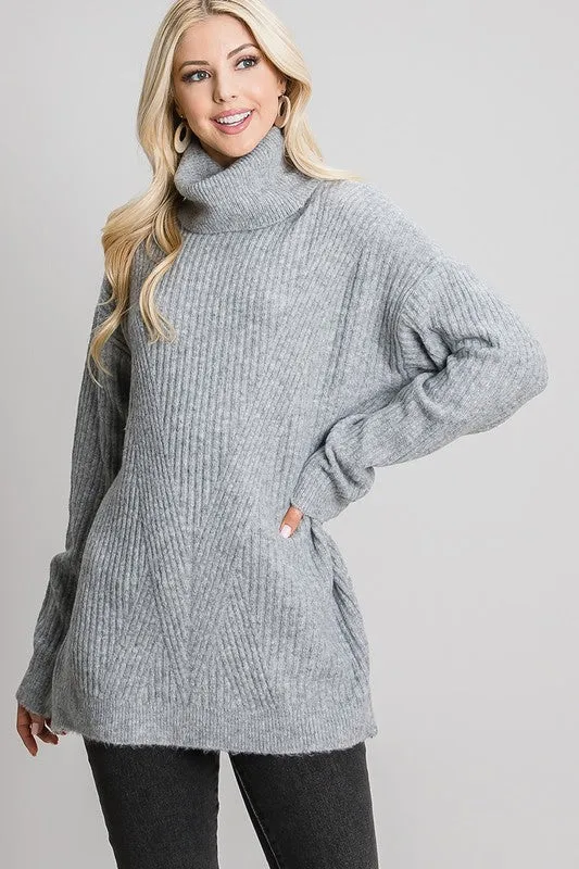 Heather Grey Cowl Neck Sweater