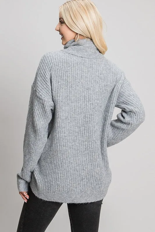 Heather Grey Cowl Neck Sweater