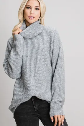 Heather Grey Cowl Neck Sweater