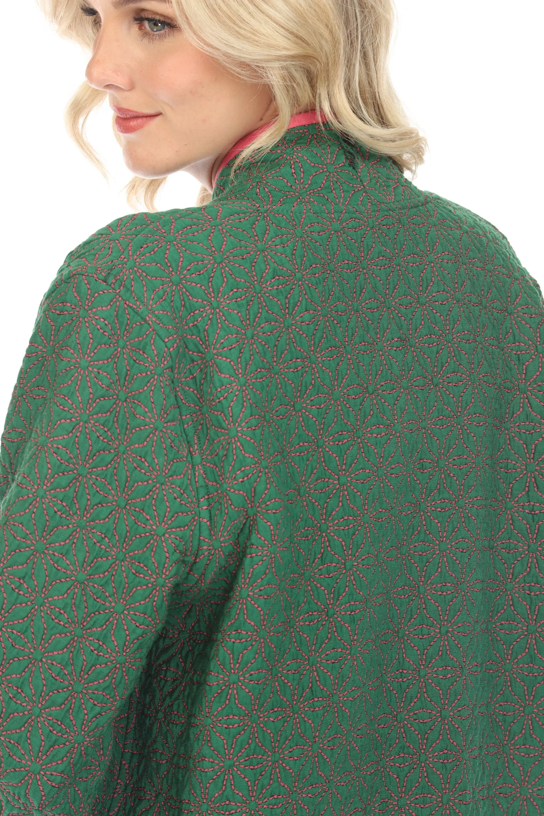 Johnny Was Workshop Green Florette Jacquard Jacket Boho Chic W43423-E