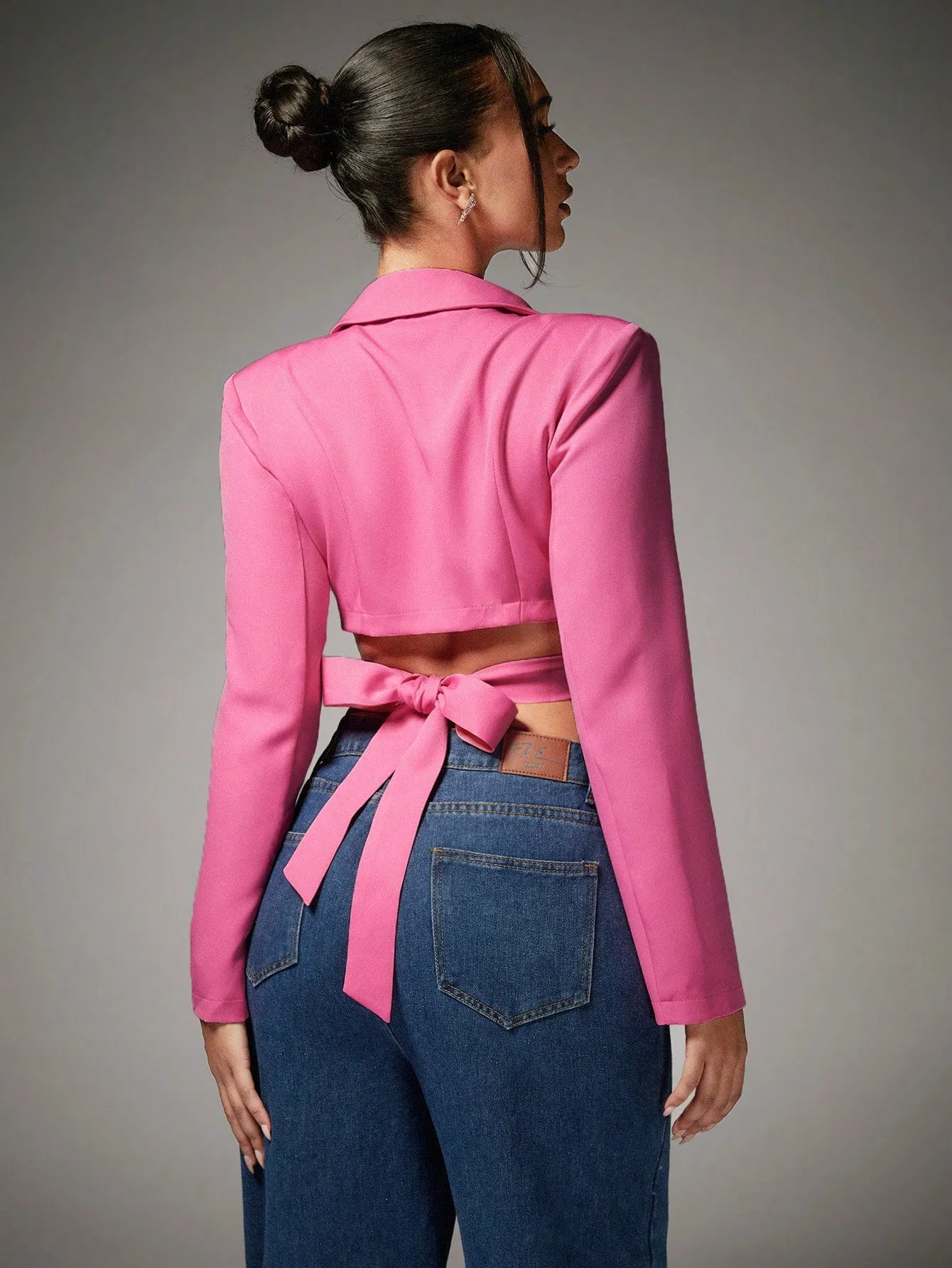 Lapel Neck Crop Blazer