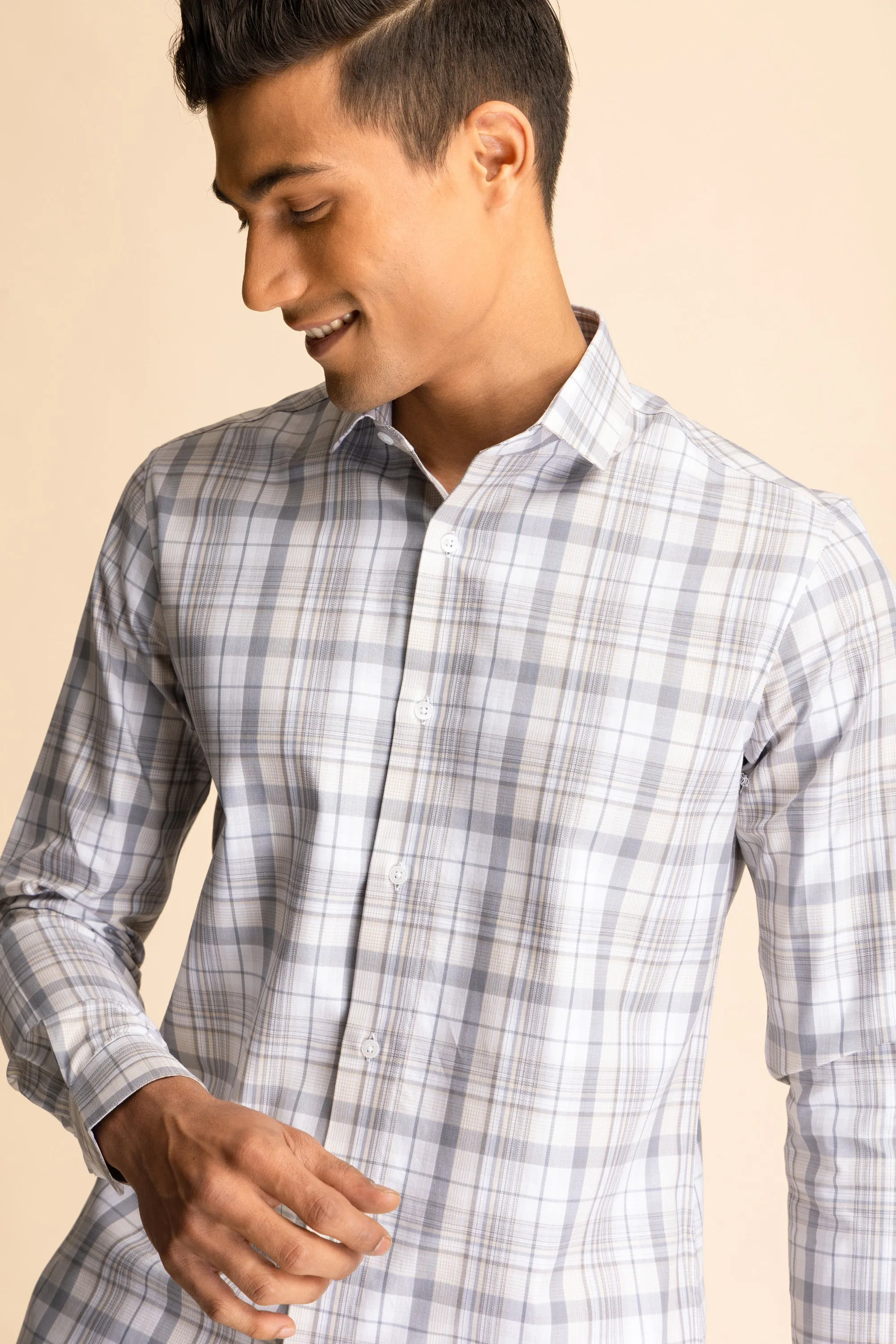 Light Beige Check Shirt