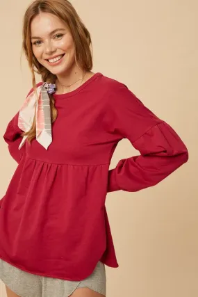 Magenta Babydoll Tunic Sweatshirt