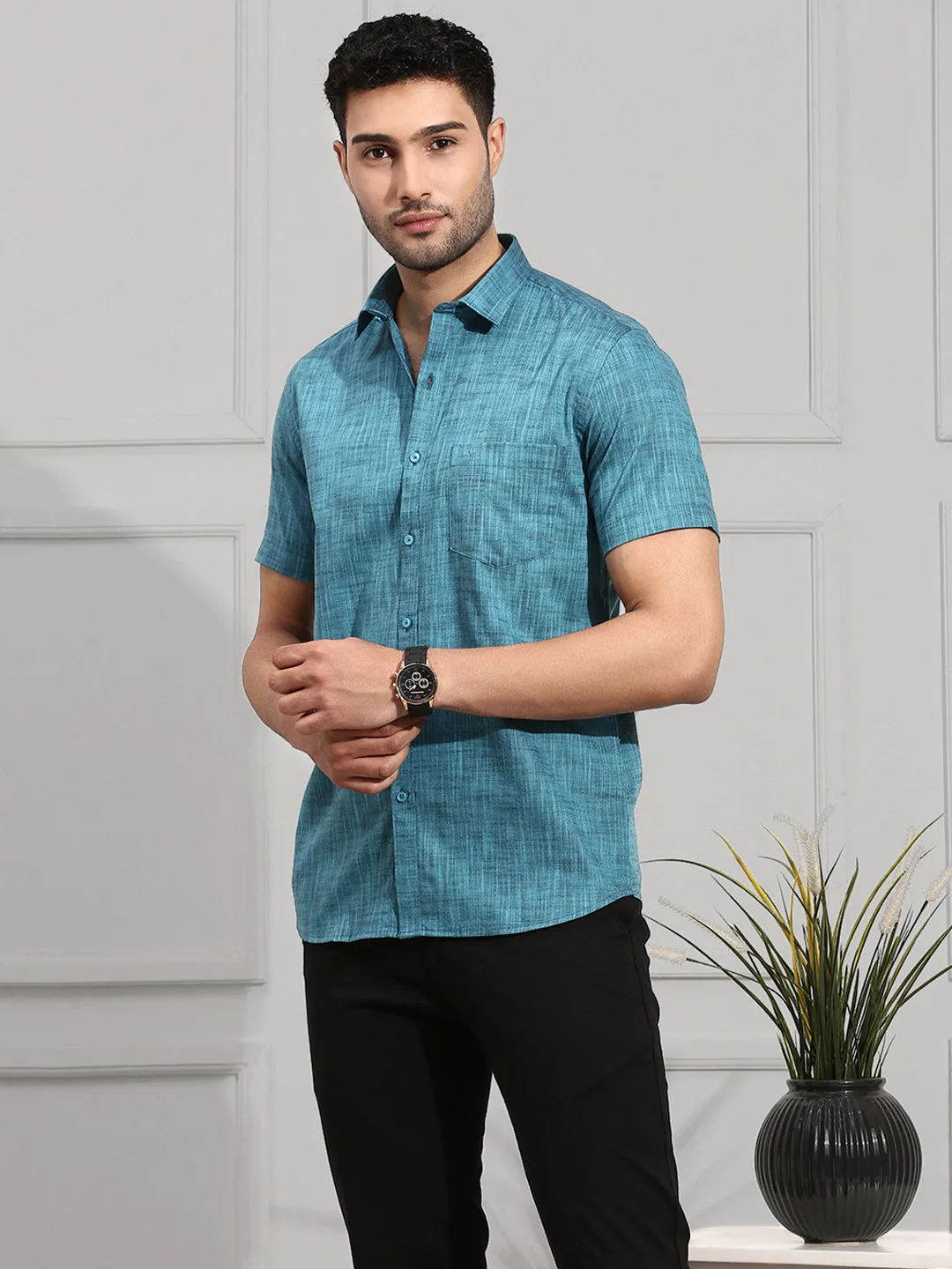 Men 100% Cotton Shirt Blue CL2 GT9