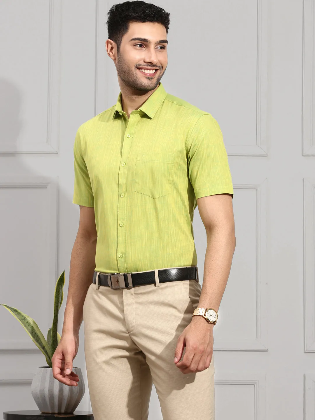 Men 100% Cotton Shirt Green CL2 GT2