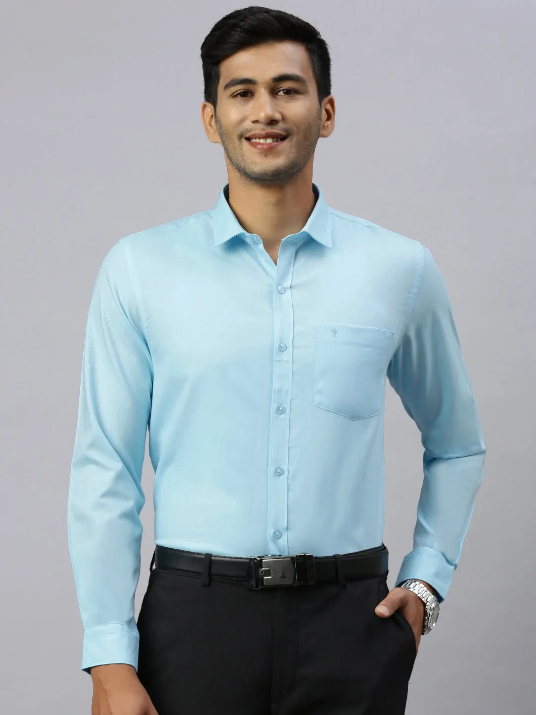 Men 100% Cotton Shirt Mint Blue CL8 GF3