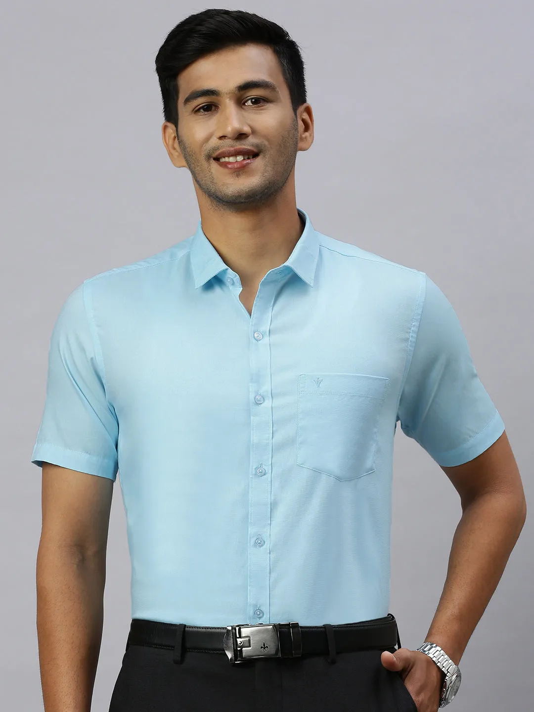 Men 100% Cotton Shirt Mint Blue CL8 GF3