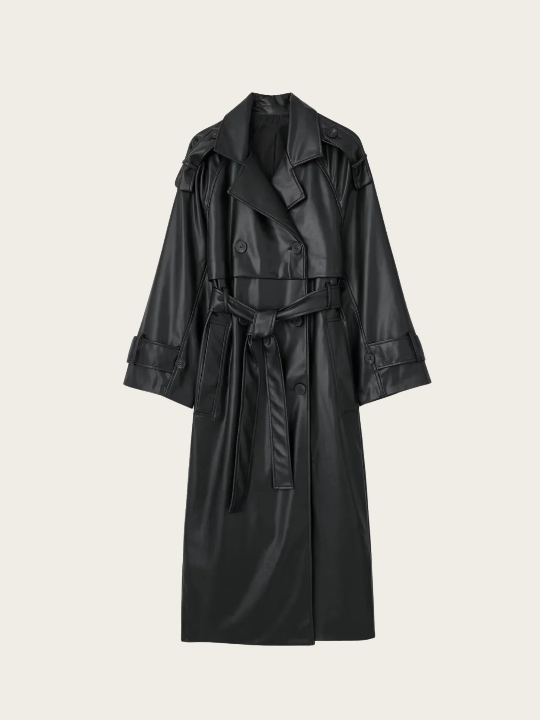 Mera Oversized Faux Leather Trench Coat