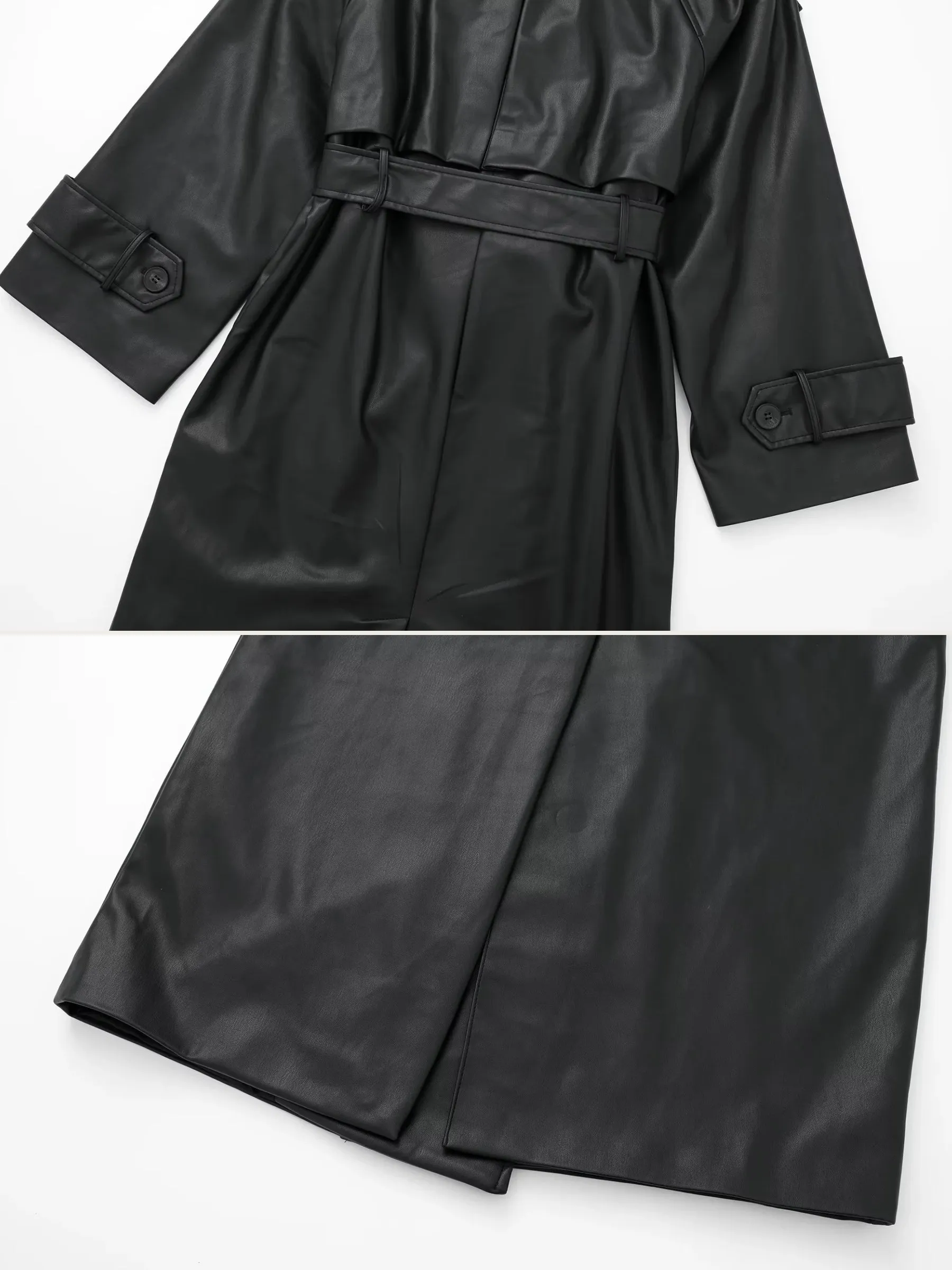 Mera Oversized Faux Leather Trench Coat