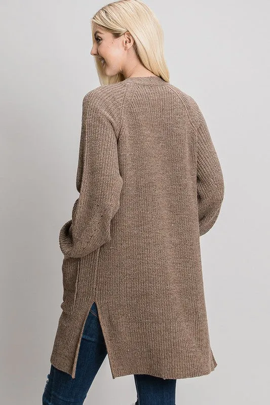 Mocha Chunky Weave Cardigan