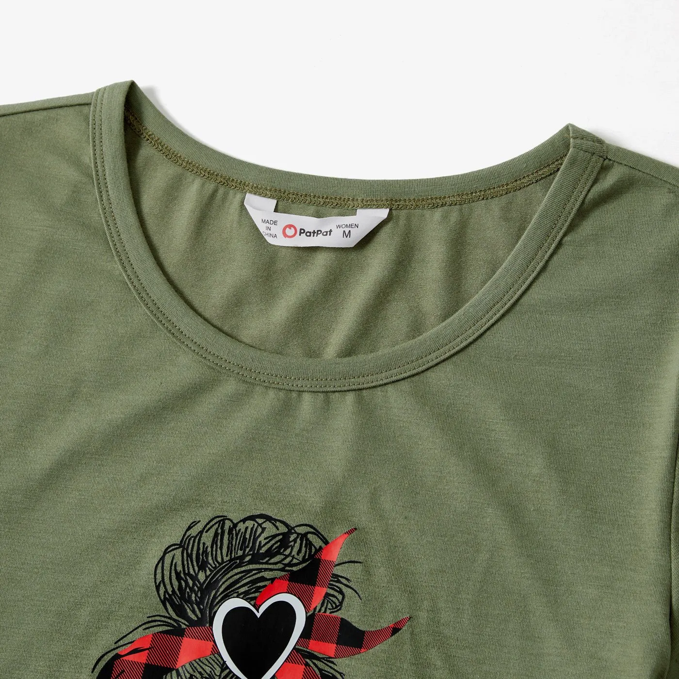 Mommy and Me Characters Letter Print Army Green Short-sleeve Twist Knot T-shirt Dress for Mom and Me