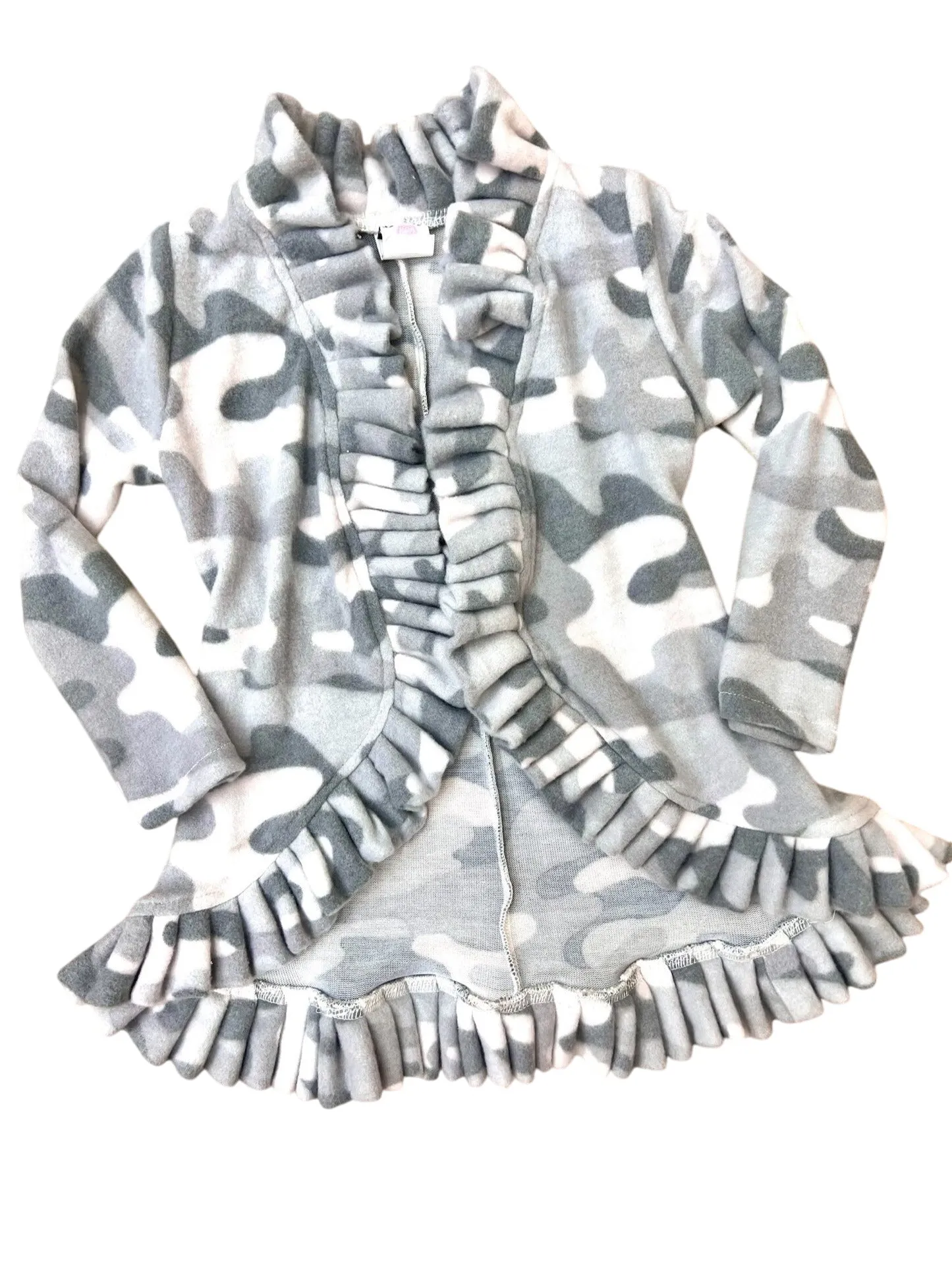 Mommy And Me In Command Grey Camo Ruffle Cardigan