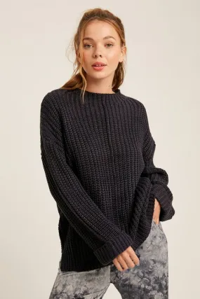 Navy Bell Sleeve Sweater