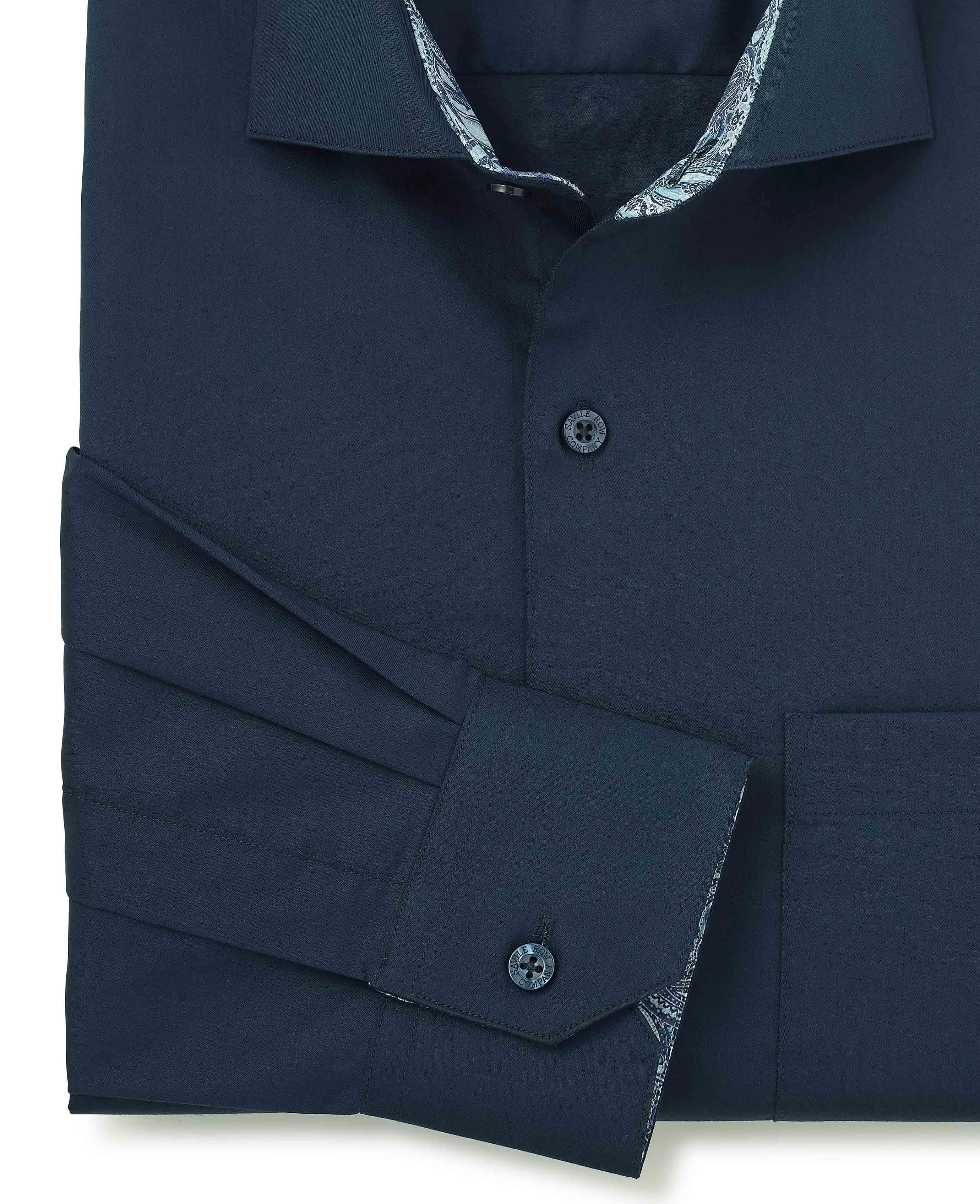 Navy Cotton Twill Classic Fit Smart-Casual Shirt - Single Cuff